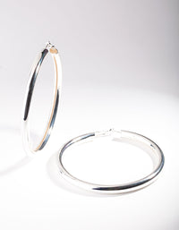 Silver Oversized Polished Hoop Earrings - link has visual effect only