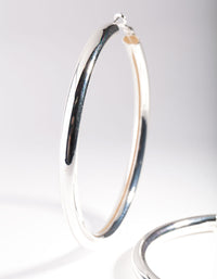 Silver Oversized Polished Hoop Earrings - link has visual effect only