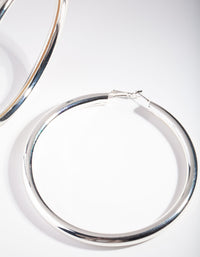 Silver Oversized Polished Hoop Earrings - link has visual effect only