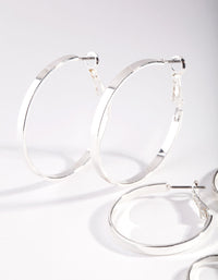 Silver Polished Triple Hoop Earring Pack - link has visual effect only