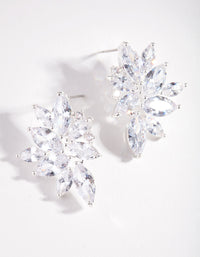 Silver Cubic Zirconia Navette Stud Earrings - link has visual effect only