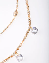 Gold Cubic Zirconia Droplet 2 Row Necklace - link has visual effect only