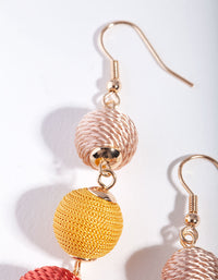 Gold 3 Graduating Tread Bead Drop Earrings - link has visual effect only