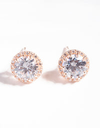 Rose Gold Plated Sterling Silver Cubic Zirconia Stud Earrings - link has visual effect only