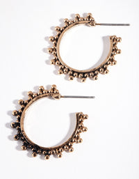 Antique Gold Bohemian Bead Hoop Earrings - link has visual effect only