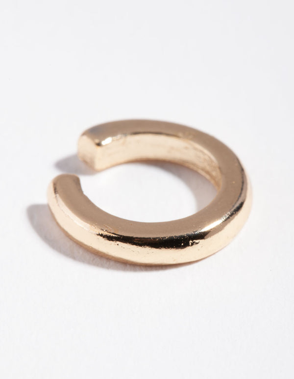 Gold Polished Cuff Earrings