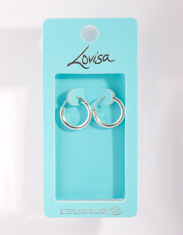 Sterling Silver 18mm Chubby Hoop Earrings