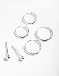 Sterling Silver Ball & Hoop Earring Pack - link has visual effect only