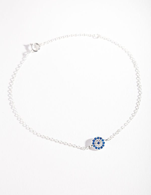 Sterling Silver Evil Eye Disc Bracelet