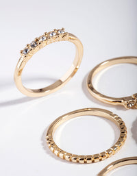 Gold Diamante & Chain Ring 5-Pack - link has visual effect only