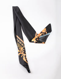 Black & Gold Print Bandana Hair Scarf - link has visual effect only