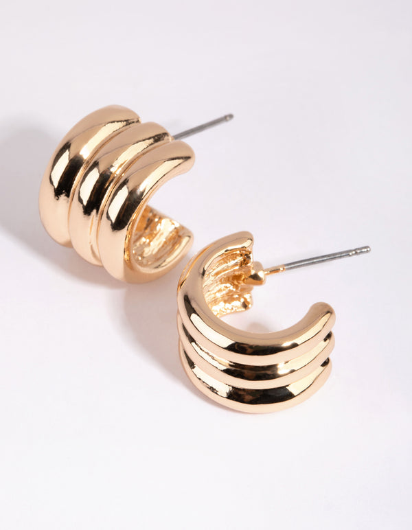 Gold Tube Huggie Earrings