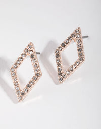 Rose Gold Diamante Shape Stud Earrings - link has visual effect only