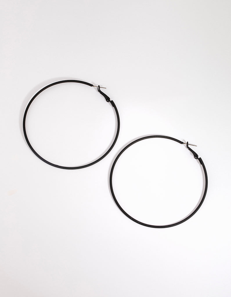 Matte Black Motor Fine Hoop Earrings