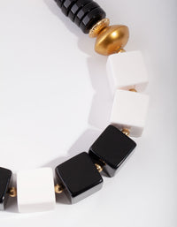 Black & Gold Statement Square Bead Necklace - link has visual effect only