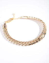 Gold Plated Thick Chain Bracelet - link has visual effect only