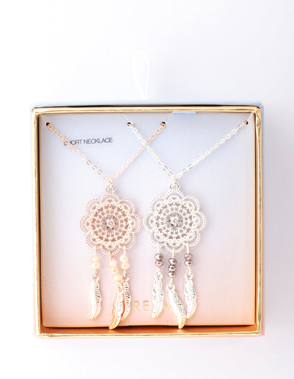 Mixed Metal Large Dreamcatcher Necklace Pack