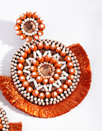 Orange Bright Disc Tassel Earrings - link has visual effect only