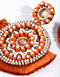 Orange Bright Disc Tassel Earrings - link has visual effect only