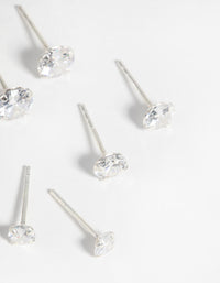 Sterling Silver Graduating Cubic Zirconia Stud Earring Pack - link has visual effect only