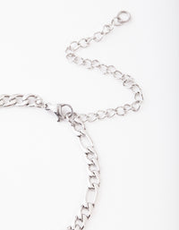 Stainless Steel Figaro Bracelet - link has visual effect only