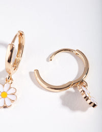 Gold Daisy Huggie Earrings - link has visual effect only