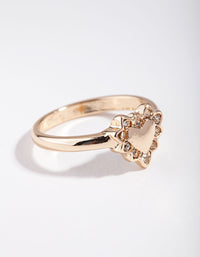 Gold Plated Heart Diamante Ring - link has visual effect only