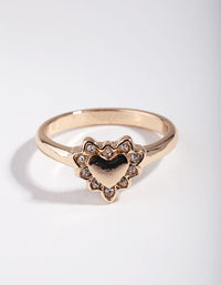 Gold Plated Heart Diamante Ring - link has visual effect only