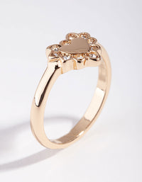 Gold Plated Heart Diamante Ring - link has visual effect only