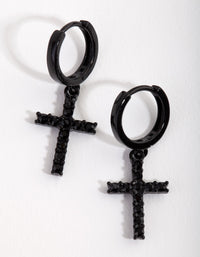 Matte Diamante Cross Huggie Earrings - link has visual effect only