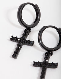 Matte Diamante Cross Huggie Earrings - link has visual effect only