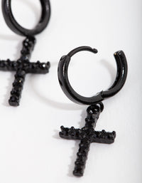 Matte Diamante Cross Huggie Earrings - link has visual effect only