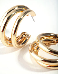 Gold 3-Row Hoop Earrings - link has visual effect only