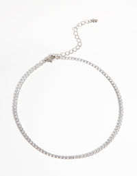 Rhodium Cubic Zirconia Cupchain Choker - link has visual effect only