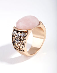 Antique Gold Pink Boho Ring - link has visual effect only