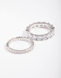 Silver Cubic Zirconia Ring Set - link has visual effect only