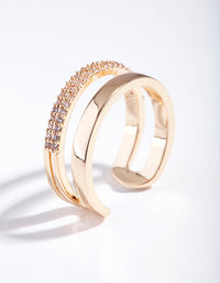 Gold Cubic Zirconia Parallel Bands Ring - link has visual effect only