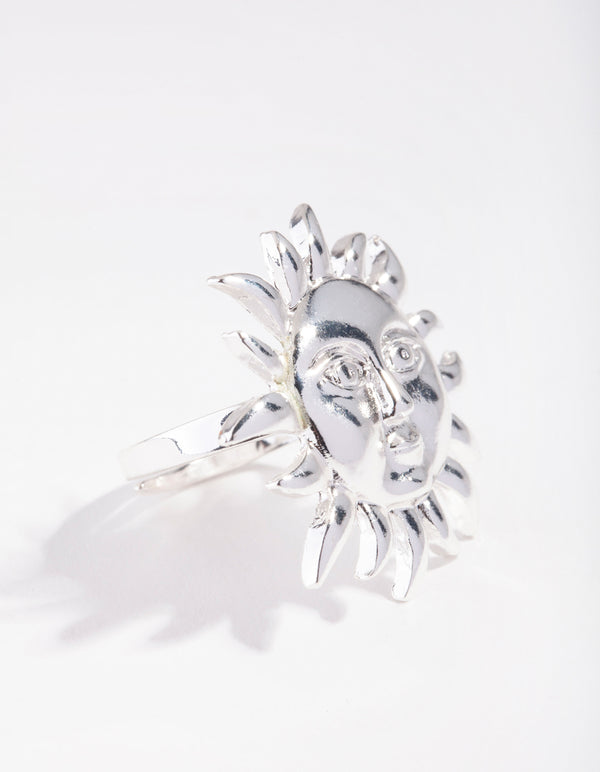 Silver Sun Face Ring