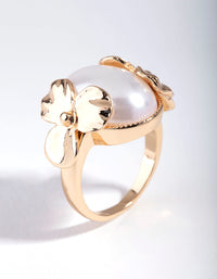 Gold Pearly Flower Ring - link has visual effect only