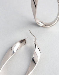 Sterling Silver Twisted Oval Hoop Earrings - link has visual effect only