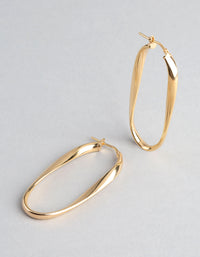 Gold Plated Sterling Silver Oval Twist Hoop Earrings - link has visual effect only