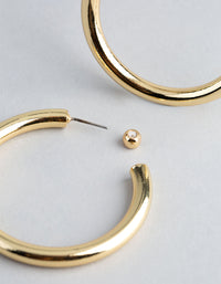 18ct Gold Plated Brass Large Hoop Earrings - link has visual effect only