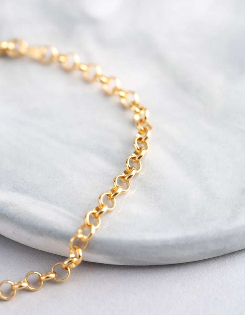 Gold Plated Sterling Silver Rolo Chain Bracelet