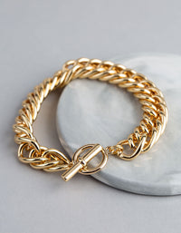 18ct Gold Plated Brass Statement Chain Link T&O Bracelet - link has visual effect only