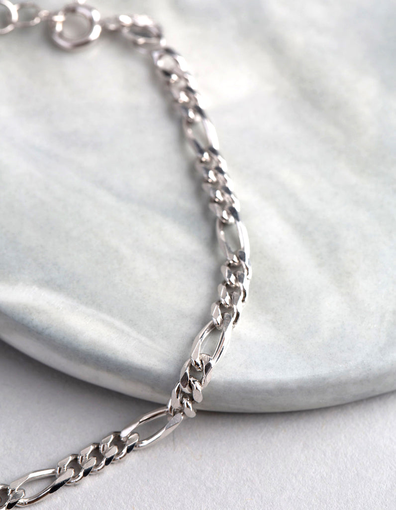 Sterling Silver Figaro Chain Bracelet