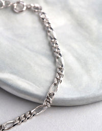 Sterling Silver Figaro Chain Bracelet - link has visual effect only