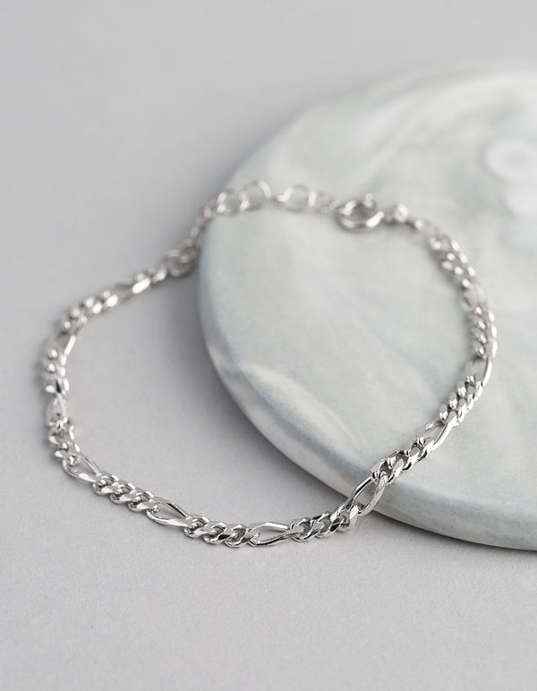 Sterling Silver Figaro Chain Bracelet