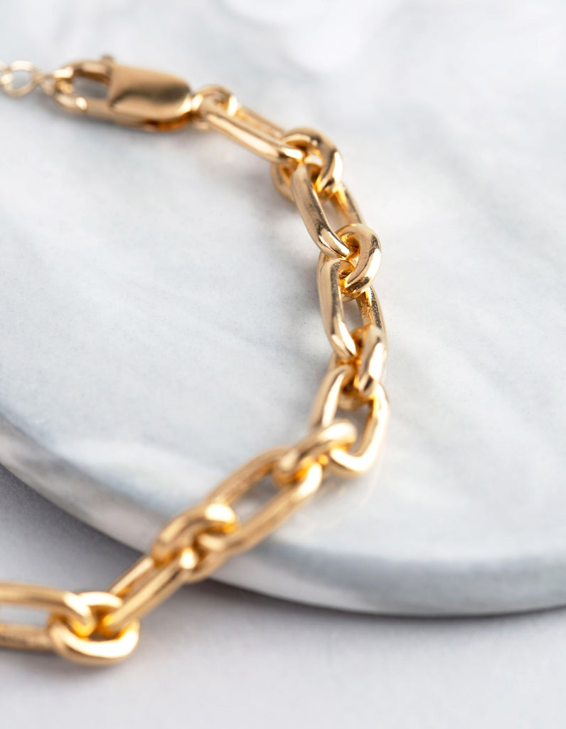 Gold Plated Sterling Silver Long & Short Chain Bracelet