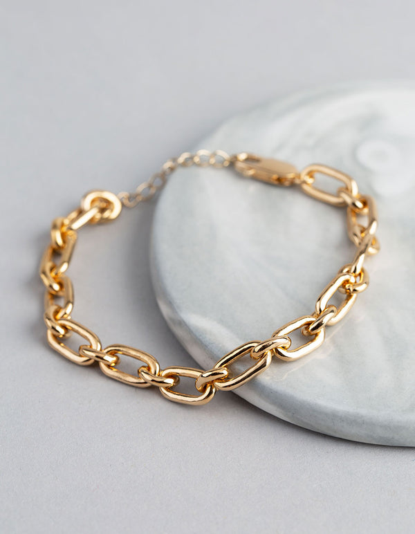 Gold Plated Sterling Silver Long & Short Chain Bracelet