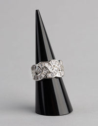 Silver Cubic Zirconia Baguette Stone Plaited Ring - link has visual effect only